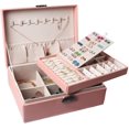 thumbnail image 1 of Joyero para mujeres y niñas, contenedor organizador de joyas de 2 capas con cerradura rosa Jormftte WMSS-237-2, 1 of 6