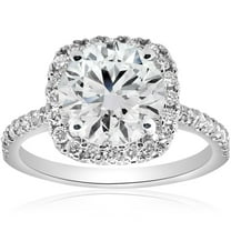 Pompeii 2 1/2CT Diamond Cushion Halo Engagement Ring 14k White Gold ((G-H),SI(1)-SI(2))
