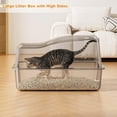 thumbnail image 4 of Kojooin Stainless Steel Litter Box with Lid, Enclosed Litter Box with Cat Litter Mat and Scoop, Extra Large High Sided Cat Litter Trays Easy Clean Detachable, 4 of 7