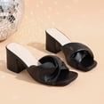 thumbnail image 6 of Lovskoo Womens Plus Size Chunky Heel Slides Square Open Toe Wide Width Solid Color High Heel Mules Indoor Outdoor Casual Sandals, 6 of 9