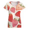 thumbnail image 5 of Strawberry Fruit Watercolor Women's Blouse Short Sleeve Women's Top T-Shirt Spring Summer Clothes, 5 of 7