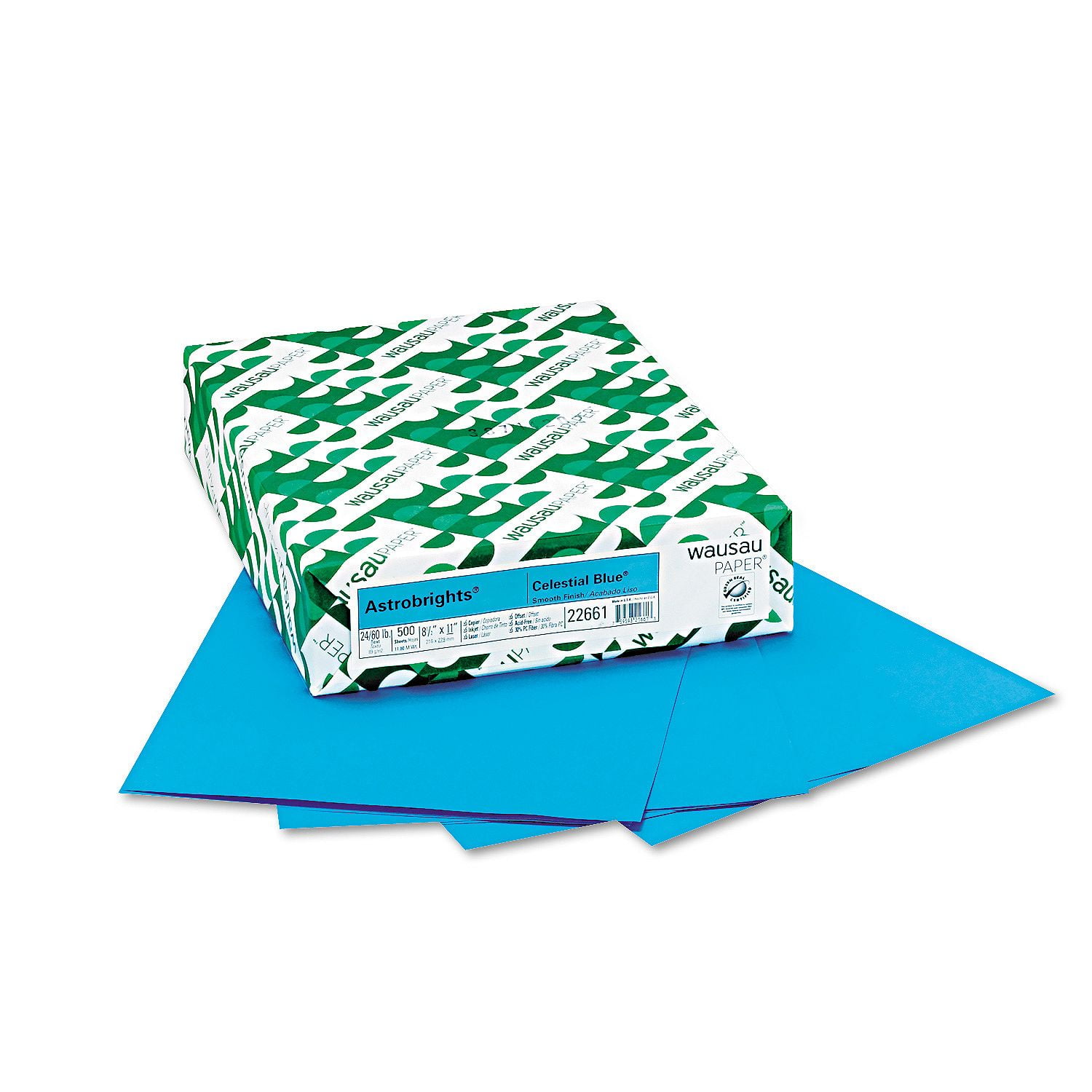 Product of Wausau Paper Astrobrights Colored Paper, 81/2 x 11, Celestial Blue 500 Sheets
