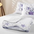 thumbnail image 4 of Erosebridal Watercolor Elephant Quilt Full,Purple Stars Floral Pattern Full Bedspread Sets For Girls,3pcs, 4 of 7