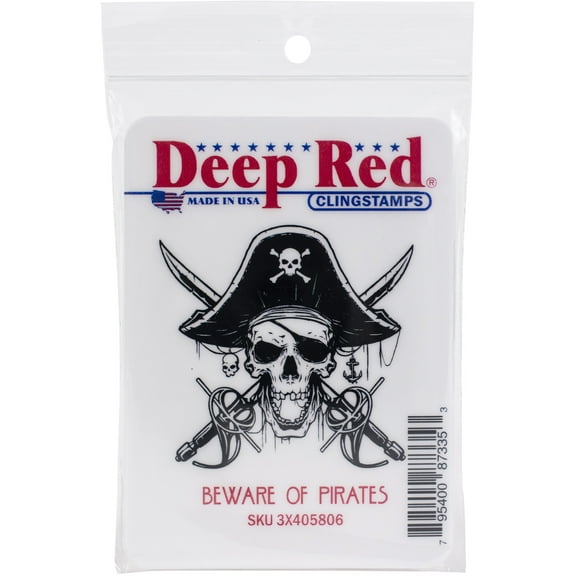 Deep Red Cling Stamp 2.1"X2"-Beware Of Pirates