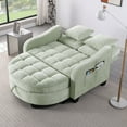 thumbnail image 2 of 32'' Love Seat Couch with Irregular Armrests and Backrests, Double Sofa Chaise Lounge with Storage Footrest, Two-Seater Sofa with Throw Pillows, Living Room, Bedroom, Easy Assembly, Cyan, 2 of 9