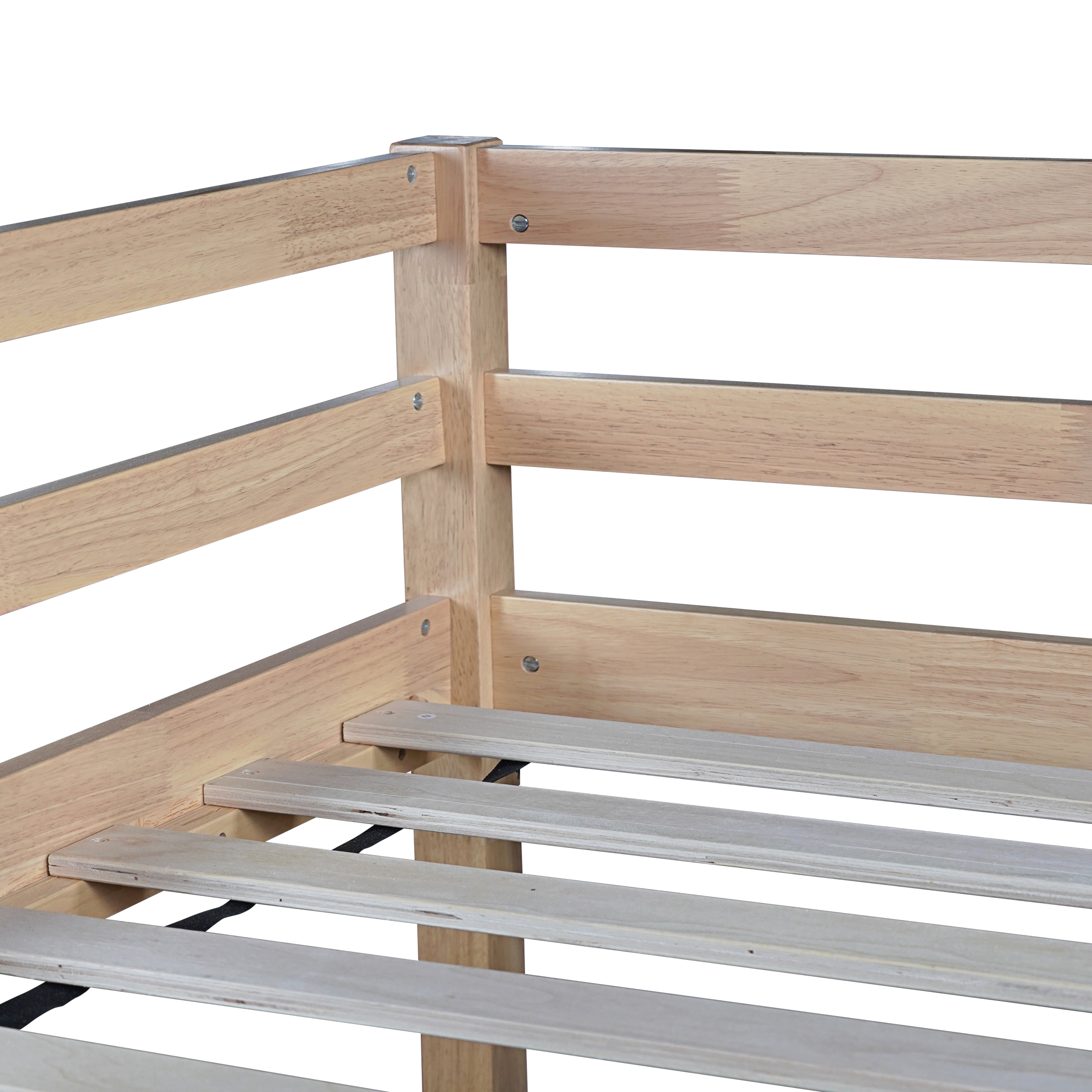 Miniyam Wood Twin Size Loft Bed with Slide, Ladder, Guardrails for Kids, Oak