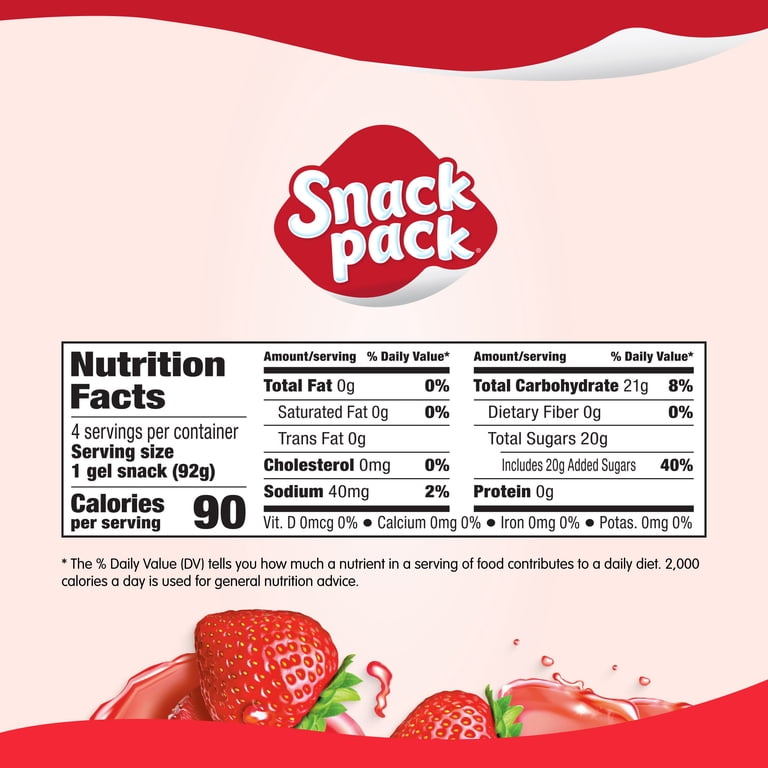 Snack Pack, Juicy Gels, 3.25 oz, Strawberry Flavored 4 ct