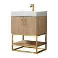 thumbnail image 2 of Vinnova Alistair 24" White Grain Stone Top Vanity in Oak w/o Mirror, 2 of 14
