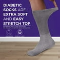 thumbnail image 6 of 12 Pairs Men's Diabetic GRAY  Color CREW SOCKS "Circulatory Health & Cotton "   Fit Shoe Size 12-14 (Socks Size 13-15), 6 of 6