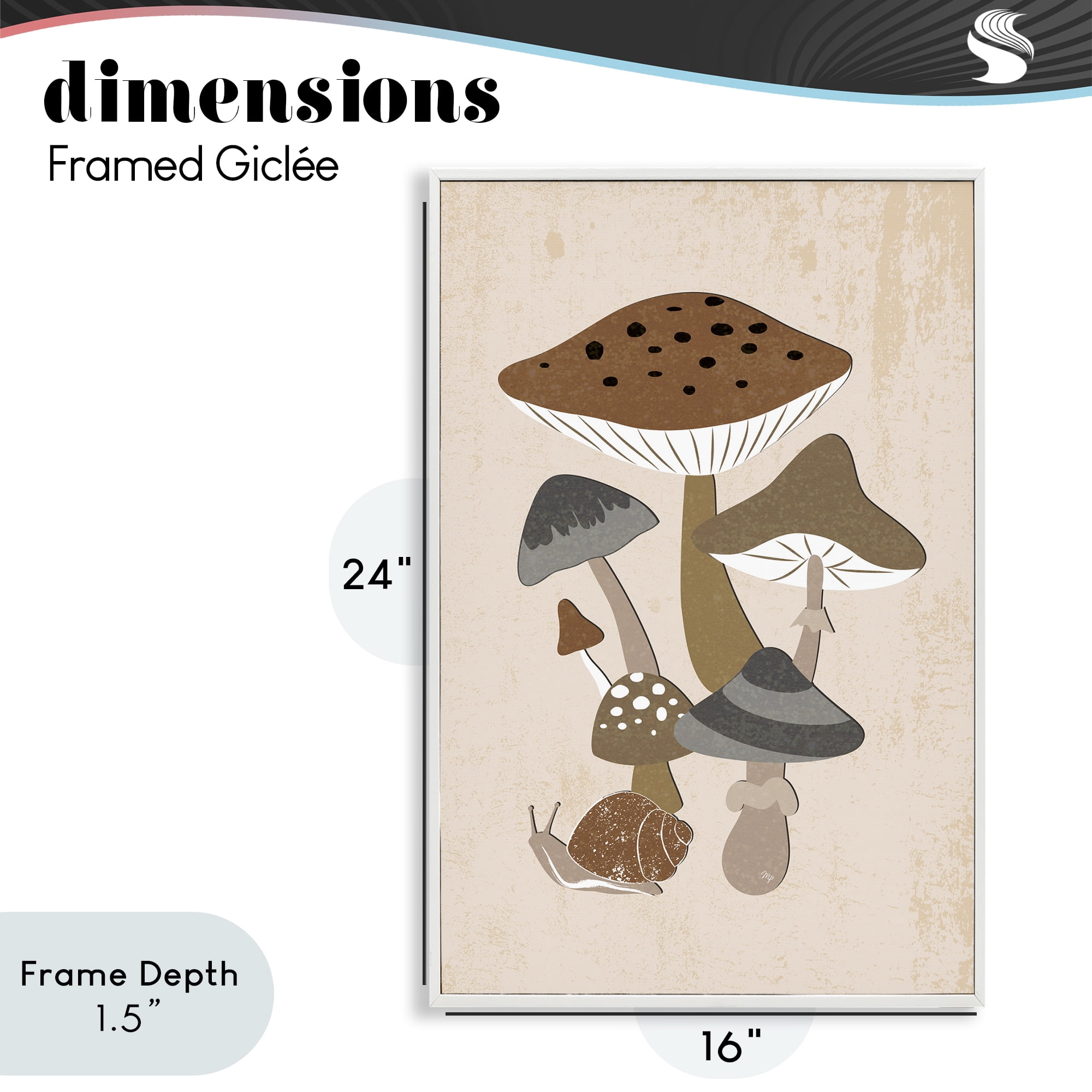 Stupell Industries Earthy Fungi Mushrooms & Snail White Framed Giclee Art, design by Martina Pavlova