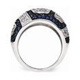thumbnail image 2 of White Sterling Silver Ring Band Fashion Cubic Zirconia CZ Clear Glass Blue, 2 of 3