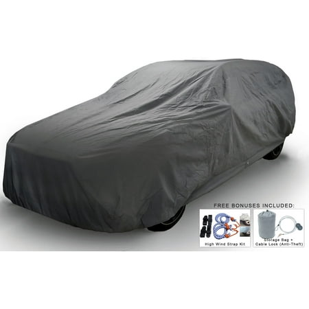 Weatherproof SUV Car Cover For Chevrolet Suburban 2000-2006 - 5L Outdoor & Indoor - Protect From Rain, Snow, Hail, UV Rays, Sun - Fleece Lining - Anti-Theft Cable Lock, Bag & Wind Straps