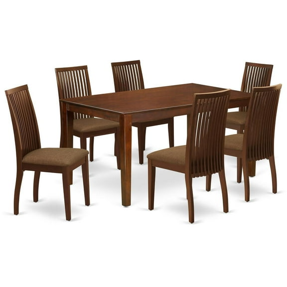 East West Furniture Dining Room Set Mahogany, CAIP7-MAH-C