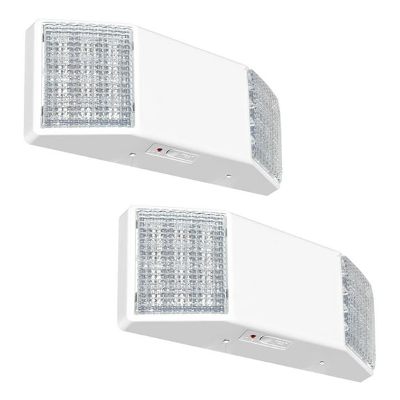 2 Pack LED Emergency Lights with Battery Backup, Two Square Heads Commercial Emergency Lights, UL Listed For Damp Location,AC 120/277V, Hardwired Emergency Lights For Business
