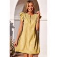 thumbnail image 6 of Women's Short Sleeve Floral Ruffle Smocked Mini Dresses Neck Burnout Sundress Dress for Casual Summer Yellow XXL, 6 of 9