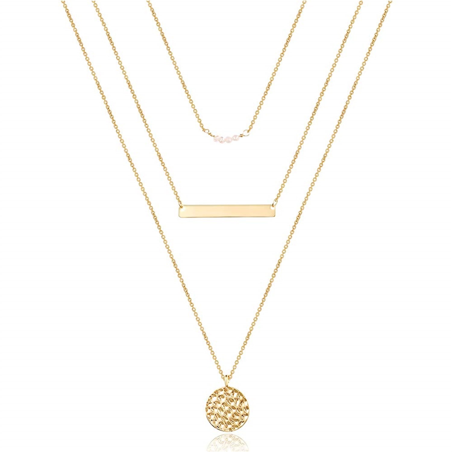 Turandoss 14K Gold Plated Layering Pearls Necklace Stack for Women Disc Pendant Choker Jewelry Trendy Birthday Teacher Appreciation Mothers Day Graduation Gifts for Her Mom Kids Teen Girls Wife Ideas