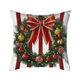 thumbnail image 2 of 3-Pack Christmas Throw Pillow Covers - Red Stripe Bow Wreath Decor for Sofa Bed (18x18"), 2 of 6