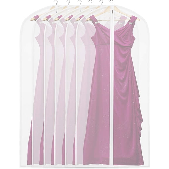 32-Inch Clear Garment Bags with Zipper for Suits, Dresses, Costumes, Uniforms - 10 Pack