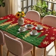 thumbnail image 3 of Red Christmas Tree Table Cloths for 5 Foot Rectangle Tables, Green Xmas Tree Snowflake Stars Winter Patio Waterproof Elastic Fitted Tablecloths, Washable Rectangular Table Cover for Camping, 3 of 8