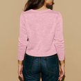 thumbnail image 5 of Women's Knitted Cardigan Short Knit Round Neck Open Front Sweater Button Down, Elegant and Casual, Ideal for Office and Everyday Outings,Light pink,2XL, 5 of 5