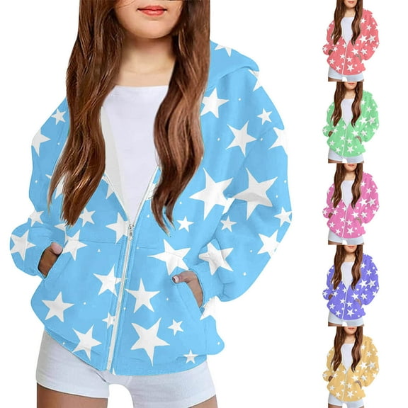 Piuwrlz Lightweight Jacket Kids Girls Hooded Jackets Winter for Girl Sweatshirt Green Size 10 Years