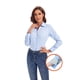 thumbnail image 4 of WARHORSEE Camisa con botones para mujer, manga larga, camisas de vestir de trabajo, cuello en V, fácil cuidado, blusas casuales de negocios elásticas para mujer (azul l), 4 of 5