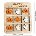 thumbnail image 2 of Halloween Tic Tac Toe Board Game Decor, 1 Wooden Grid Board with 5 Ghost and 5 Pumpkin Pieces, Spooky Seasonal Tabletop Ornament, Fall Home Party Accent, 2 of 8