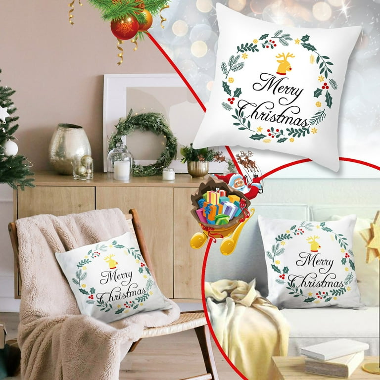 Creme Pillows Christmas Cushion Cover Decorations For Home Cristmas Gift Pillowcase Case For Sofa Couch Xmas Decorations Covers Snowflake Size Flannel Pillowcases Walmart