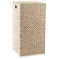thumbnail image 4 of BNHHYYNB Laundry Hamper with Lid, Water Hyacinth Basket - Whitewash Square Clothes Sorter for Bedroom, Bathroom, Nursery - Removable Liner, 27 Inch Tall, 4 of 7
