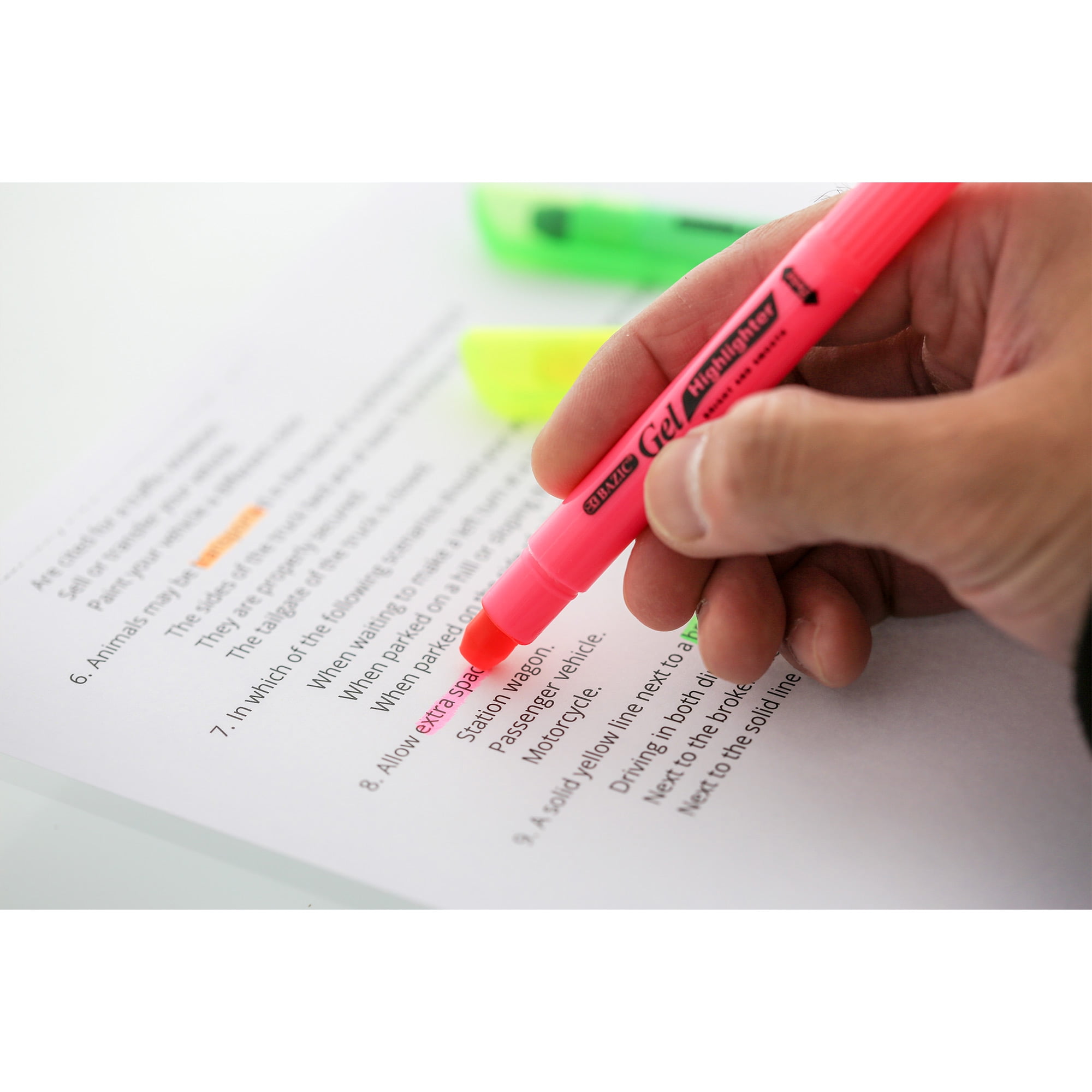 BAZIC Highlighter Gel Pen Neon Bible Highlighters Assorted Color (5/Pack), 12-Packs