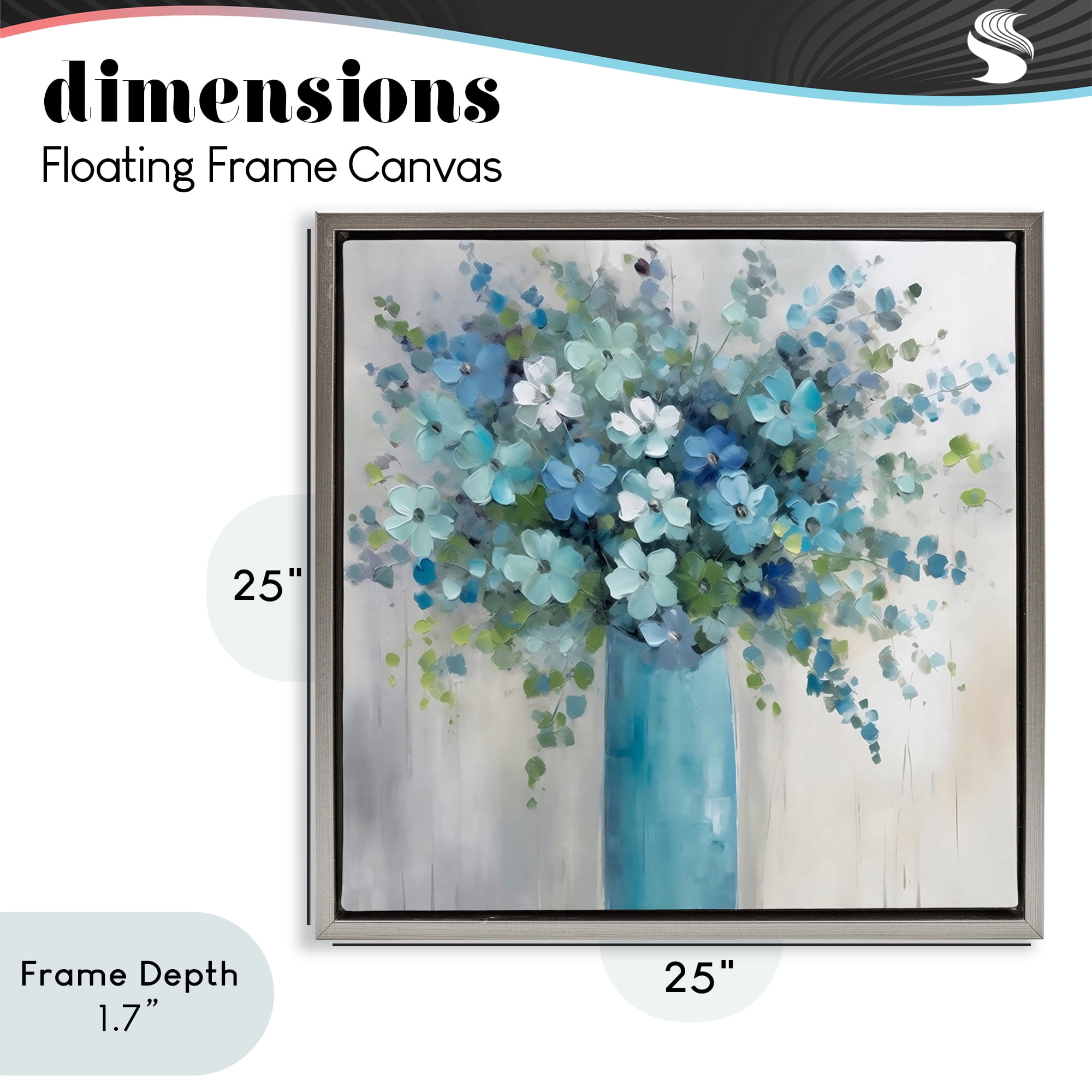 Stupell Industries Indigo Bouquet in Blue Vase Gray Framed Floater Canvas Wall Art, design by Creative Studio