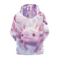 thumbnail image 2 of Uourmeti Peach Bolssom Axolotl Teens Lightweight Hooded Jacket Long Sleeve Comfy with Pockets Casual Loose Sweatshirt Girls Size 13-14, 2 of 7