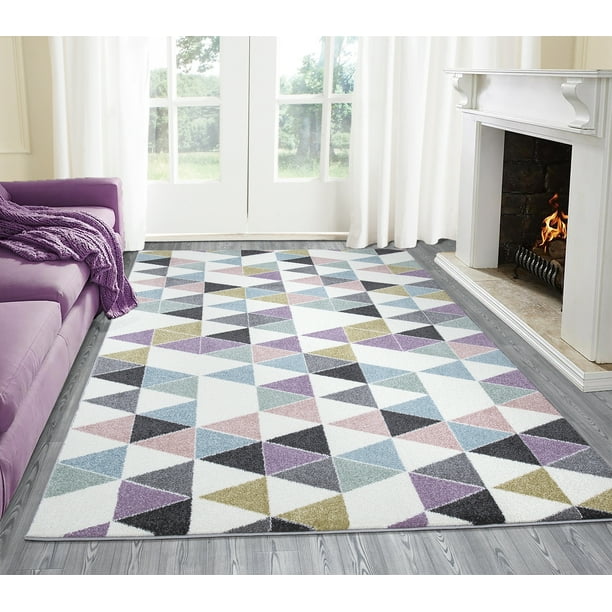 Your Zone Multicolor Pastel Triangles Area Rug, 5'3" x 7', Multicolor