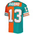 thumbnail image 3 of Men's Mitchell & Ness Dan Marino Aqua/Orange Miami Dolphins Big & Tall Split Legacy Retired Player Replica Jersey, 3 of 3
