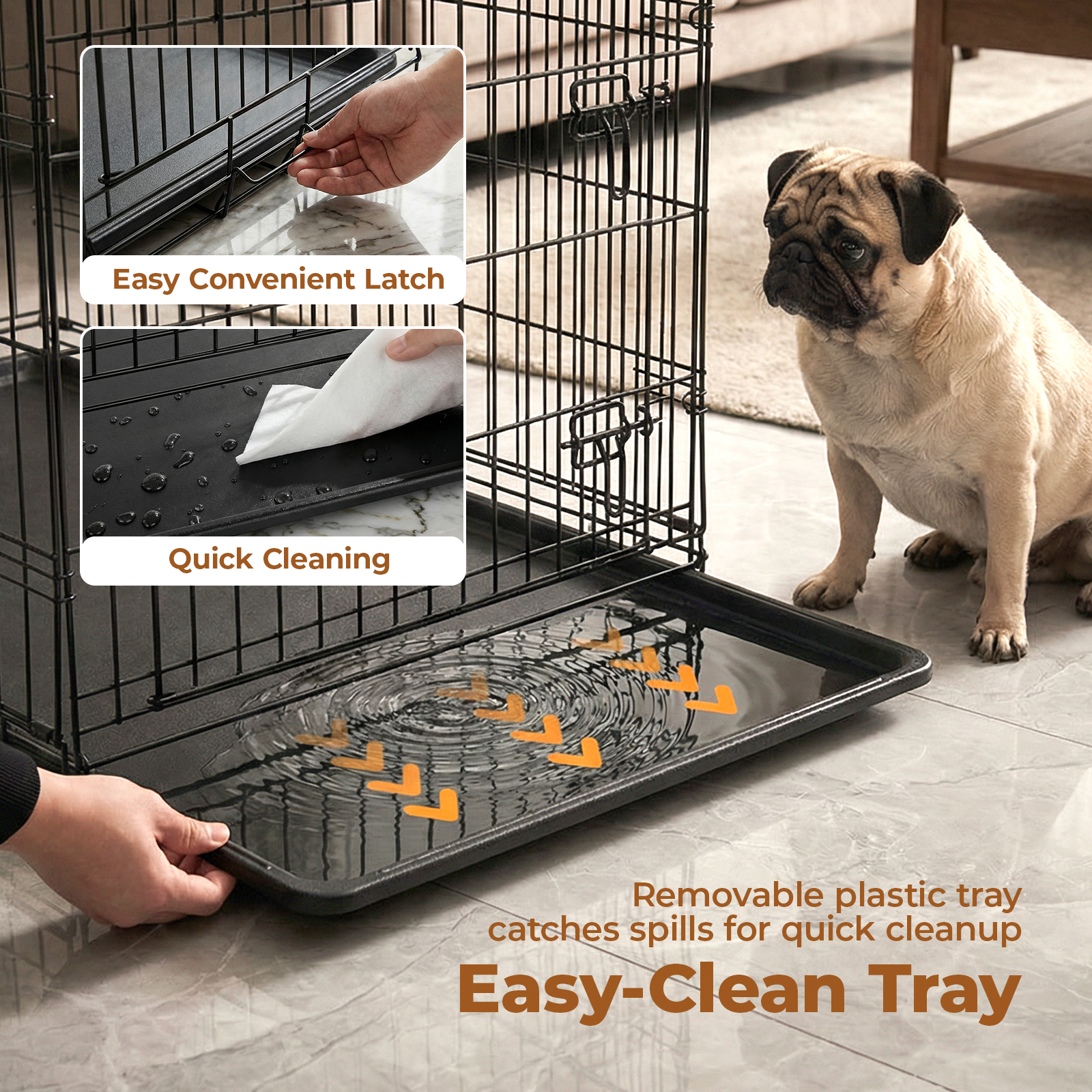 Alvantor Collapsible Metal Dog Crate, 24/30 Inch, Black photo 5