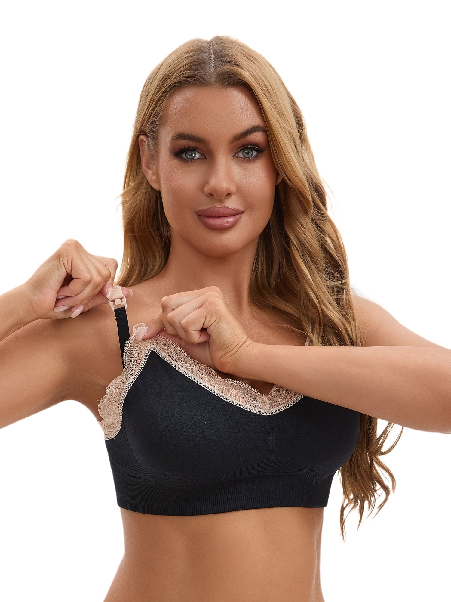 Unique Bargains Women's Wirefree Maternity Lingerie Bra M Black