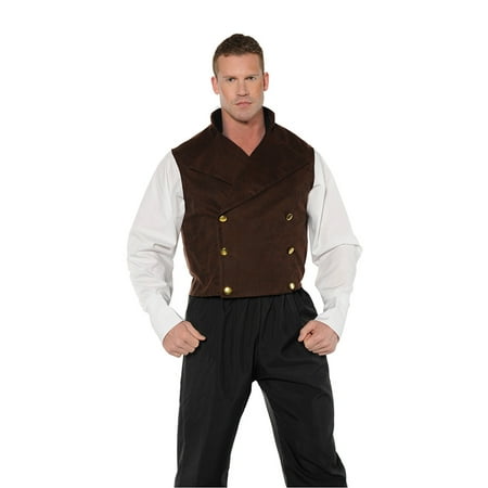 Halloween Renaissance Steampunk Men Costume Vest, Brown, One