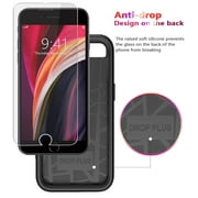Diverbox Designed for iPhone SE case with Screen Protector Heavy Duty Shockproof Shock-Resistant Cases for iPhone se Phone 2022/2020 Release (Black)