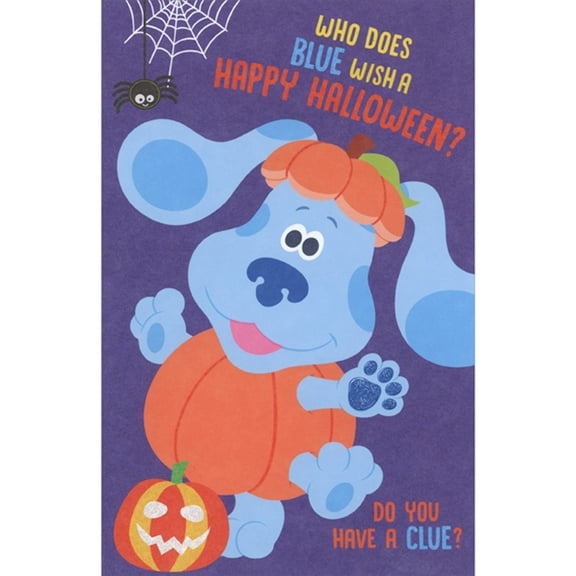 American Greetings Blue Dancing While Wearing a Pumpkin Costume Blue's Clues Halloween Card for Young Child / Kid
