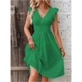 thumbnail image 1 of Vestido elegante con mangas de hoja de loto y escote en V., 1 of 6