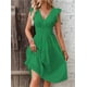 thumbnail image 1 of Vestido elegante con mangas de hoja de loto y escote en V., 1 of 6