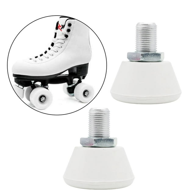 2PCS Roller Skates Toe Stops Adjustable Rubber Brake Block, Dance Short White