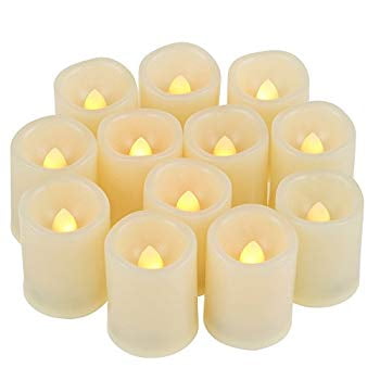 12 Small Round Battery Operated Flameless LED Votive Candles Unscented ...