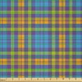thumbnail image 2 of Ambesonne Orange Plaid Fabric by the Yard Microfiber, Contemporary Gingham, 10 Yards, Blue Purple Lime Green, 2 of 2