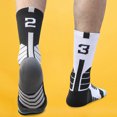 thumbnail image 3 of 1Pc Middle Socks Sweat Absorption Ribbing Mouth Number Design High Elasticity Basketball Socks for Sport, 3 of 7