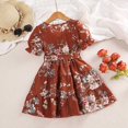 thumbnail image 5 of PINQI Fashion Baby Girls Dresses Girls Children Puff Sleeve Flower Print Ruffle Party Dress Princess Dress Girl Birthday Girls Birthday Dress, 5 of 9