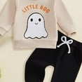 thumbnail image 4 of Staki Baby Boy Outfits Fall Toddler Baby Boy Halloween Outfit Long Pumpkin Shirt Pant Clothes Set 0-3T(Beige,12-18 Months), 4 of 4