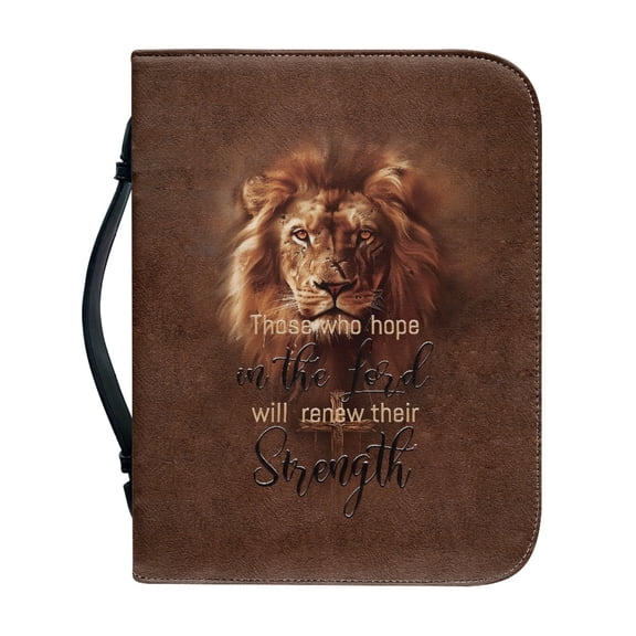 HELLHERO Wooden Cross Print Church Bible Bag for Prayer Bible Study, Large Capacity Bible Covers PU Leather Lightweight Bible Book Covers