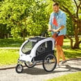 Aosom Dog Bike Trailer 2In1 Pet Stroller with Canopy and Storage