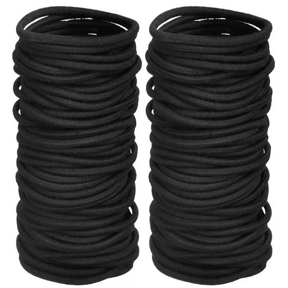 Jinsinto Hair Bands - Pack of 100 4mm Nylon and Rubber Hair Bands for Women, Men and Kids, Black
